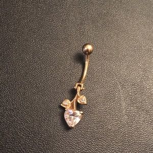 Gold Tone Heart and Leaves Belly Button Ring